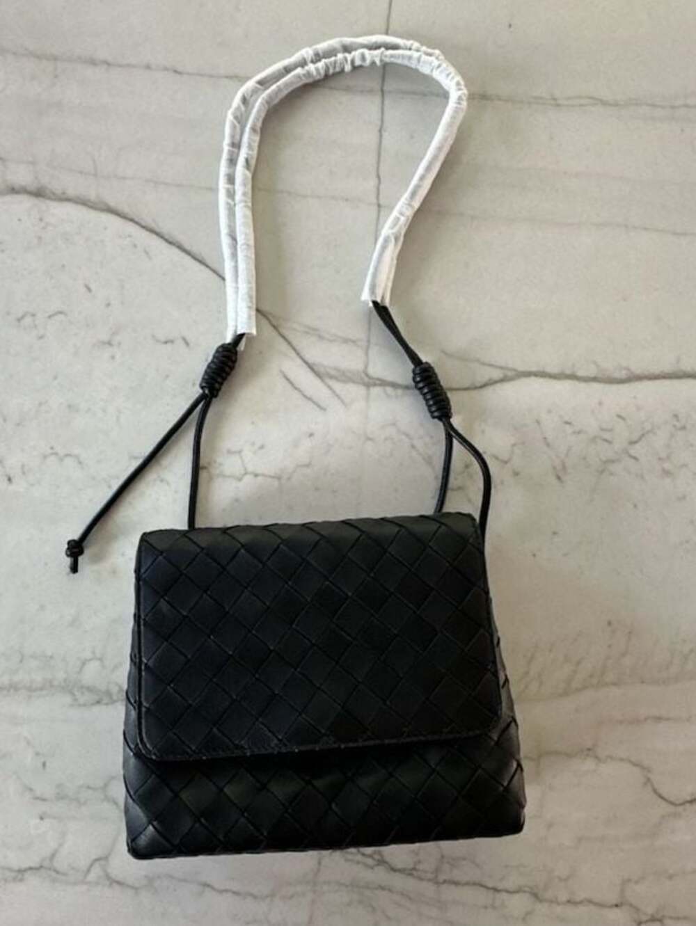 Intrecciato Messenger Bag Small - Black Crossbody Bags, Handbags - BOT317879